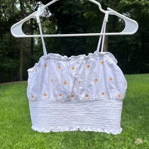 American Eagle Daisy Embroidered Cropped Cami